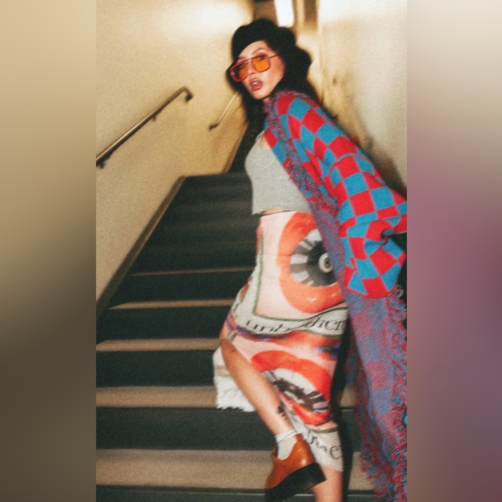 DIL Unbothered and Thriving Mesh MIDI Skirt-L